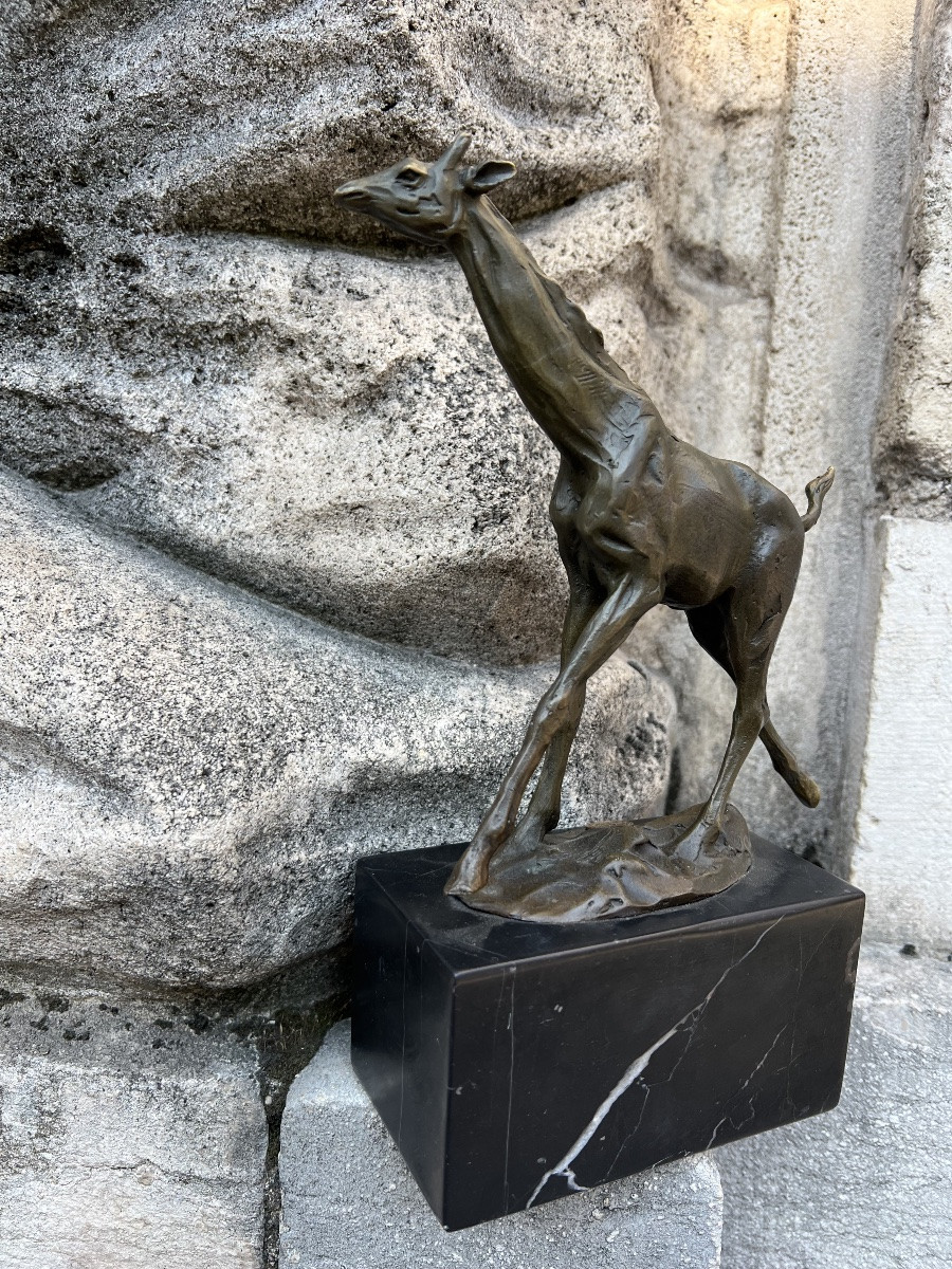 Bronze girafe sculpture animalière Milo giraffa zaraffa -photo-1