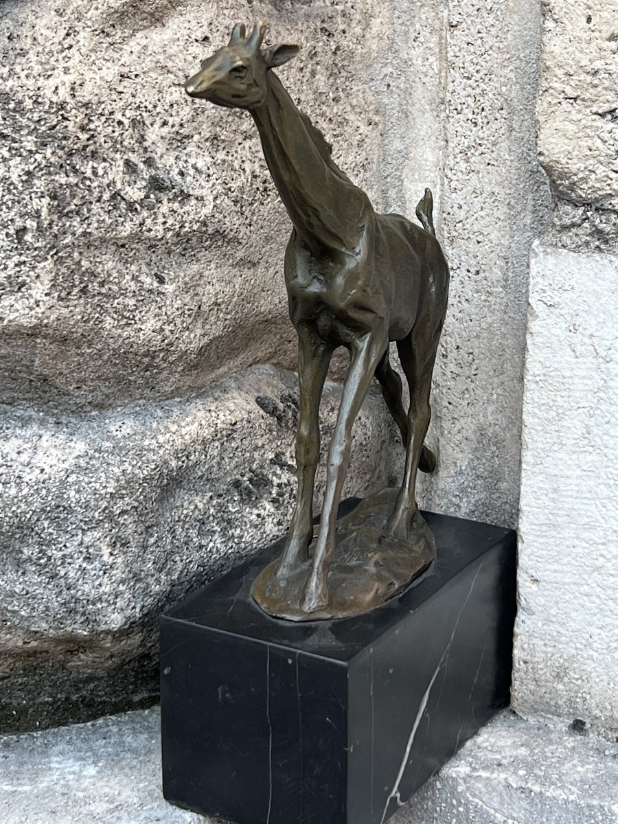 Bronze girafe sculpture animalière Milo giraffa zaraffa -photo-6