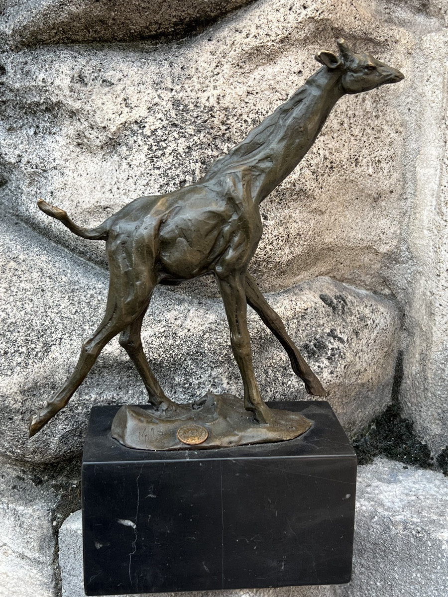 Bronze girafe sculpture animalière Milo giraffa zaraffa 