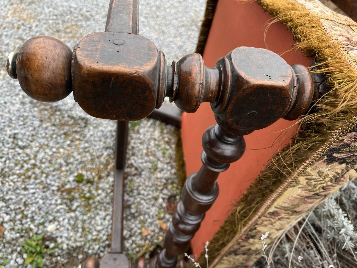 Armchair fauteuil crémaillère Louis XIII antiquités Noyer mobilier assise-photo-6