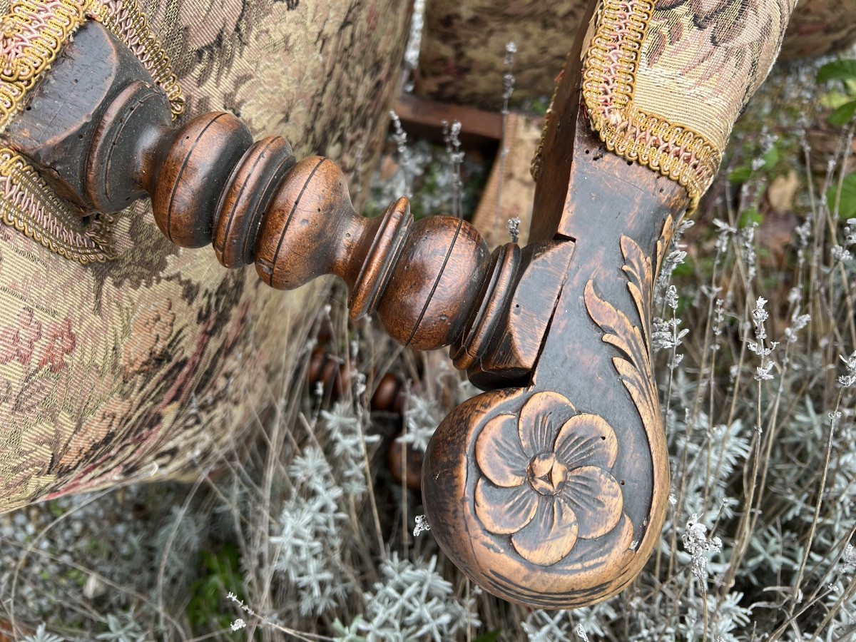 Armchair fauteuil crémaillère Louis XIII antiquités Noyer mobilier assise-photo-8