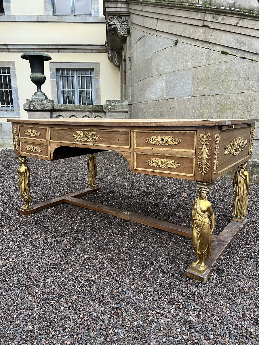 Bureau style empire cariatide en bronze empire meuble 