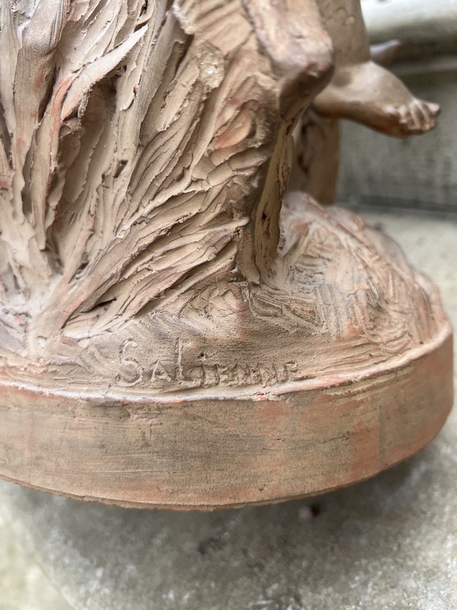 Terre cuite salienne putti anges sculpture groupé décoration teracotta -photo-2