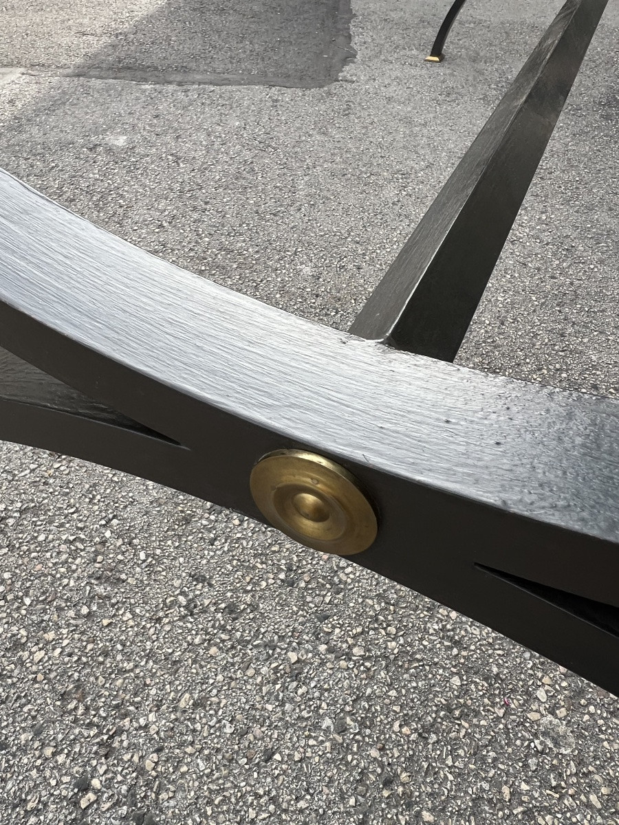 Table en marbre et acier design 1970  table salle à manger designer  art du XX ème décorateur -photo-2