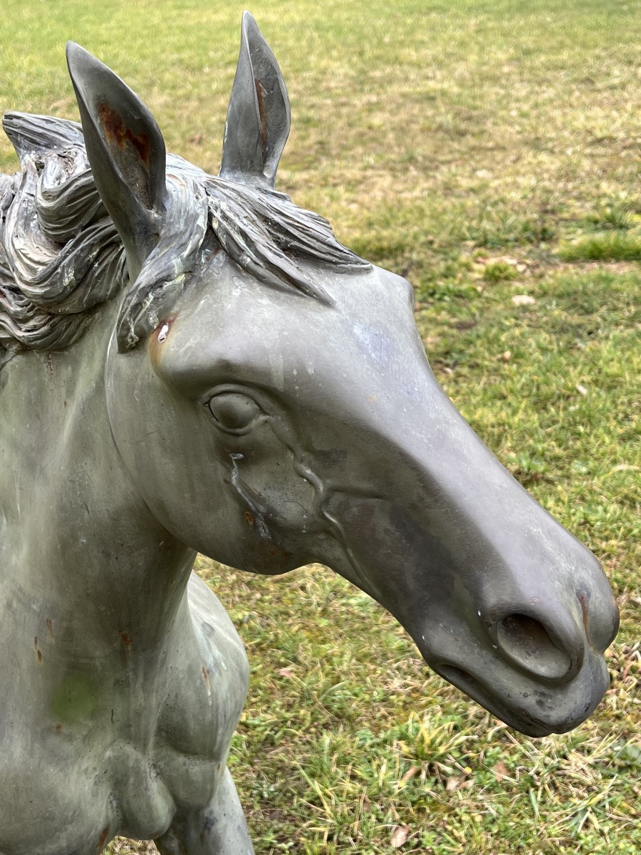 Cheval en bronze  sculpture hippisme course  équitation -photo-2
