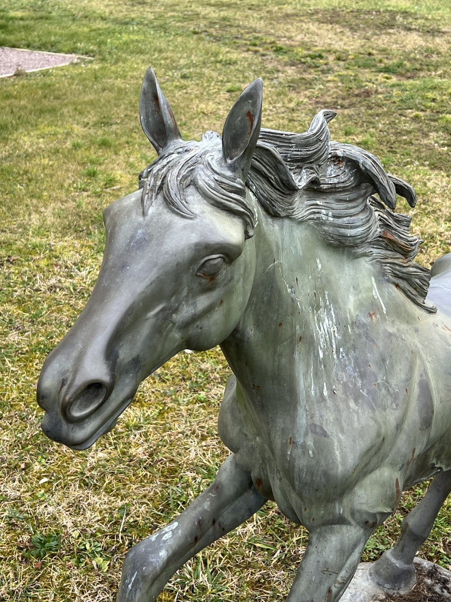 Cheval en bronze  sculpture hippisme course  équitation -photo-6
