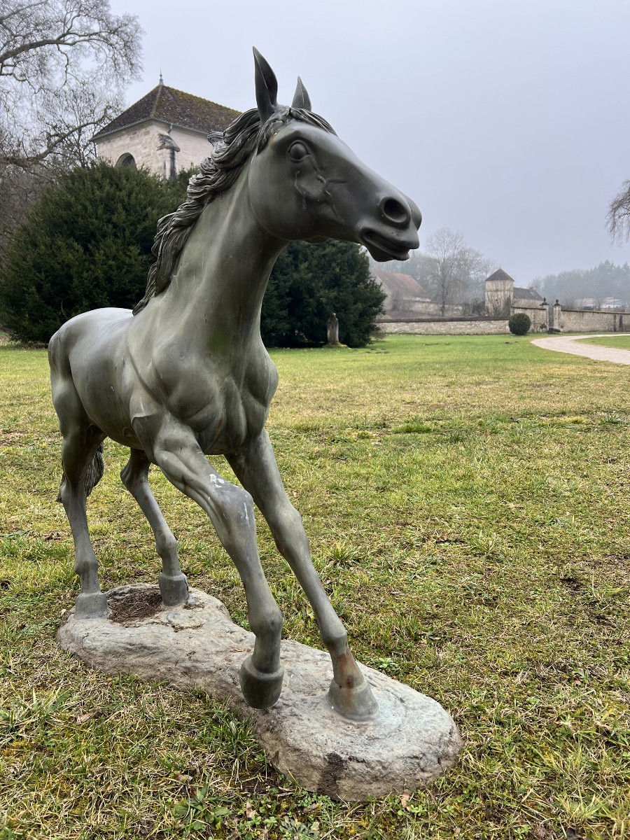Cheval en bronze  sculpture hippisme course  équitation -photo-7
