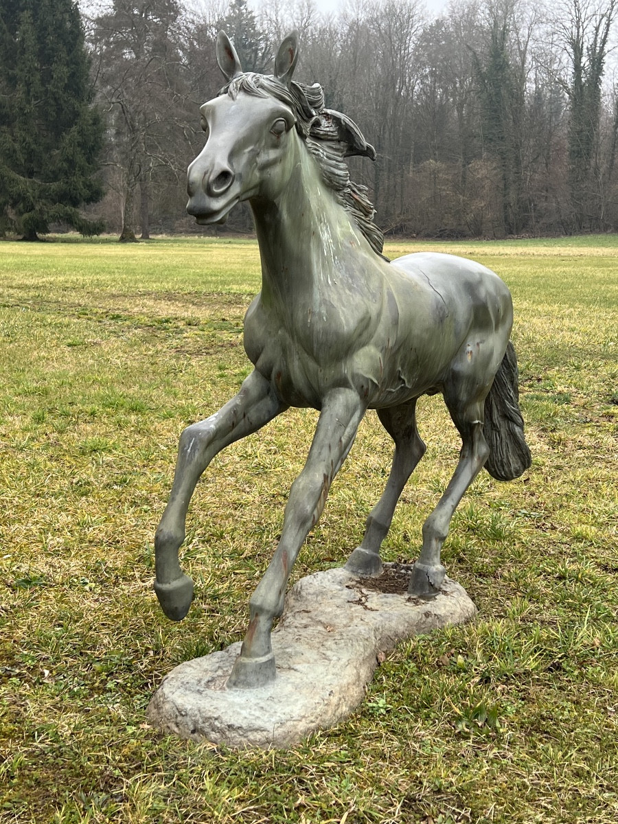 Cheval en bronze  sculpture hippisme course  équitation -photo-8