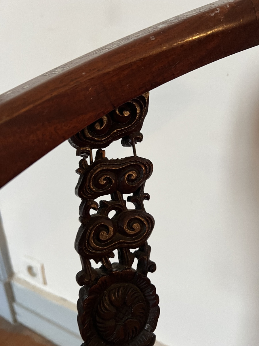 Fauteuil chinois Asie Chine XIX ème incrustation os armchair-photo-2