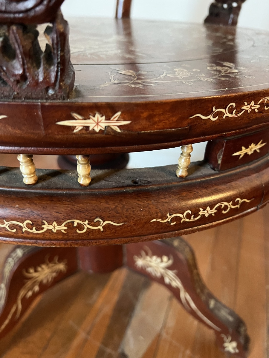 Fauteuil chinois Asie Chine XIX ème incrustation os armchair-photo-3