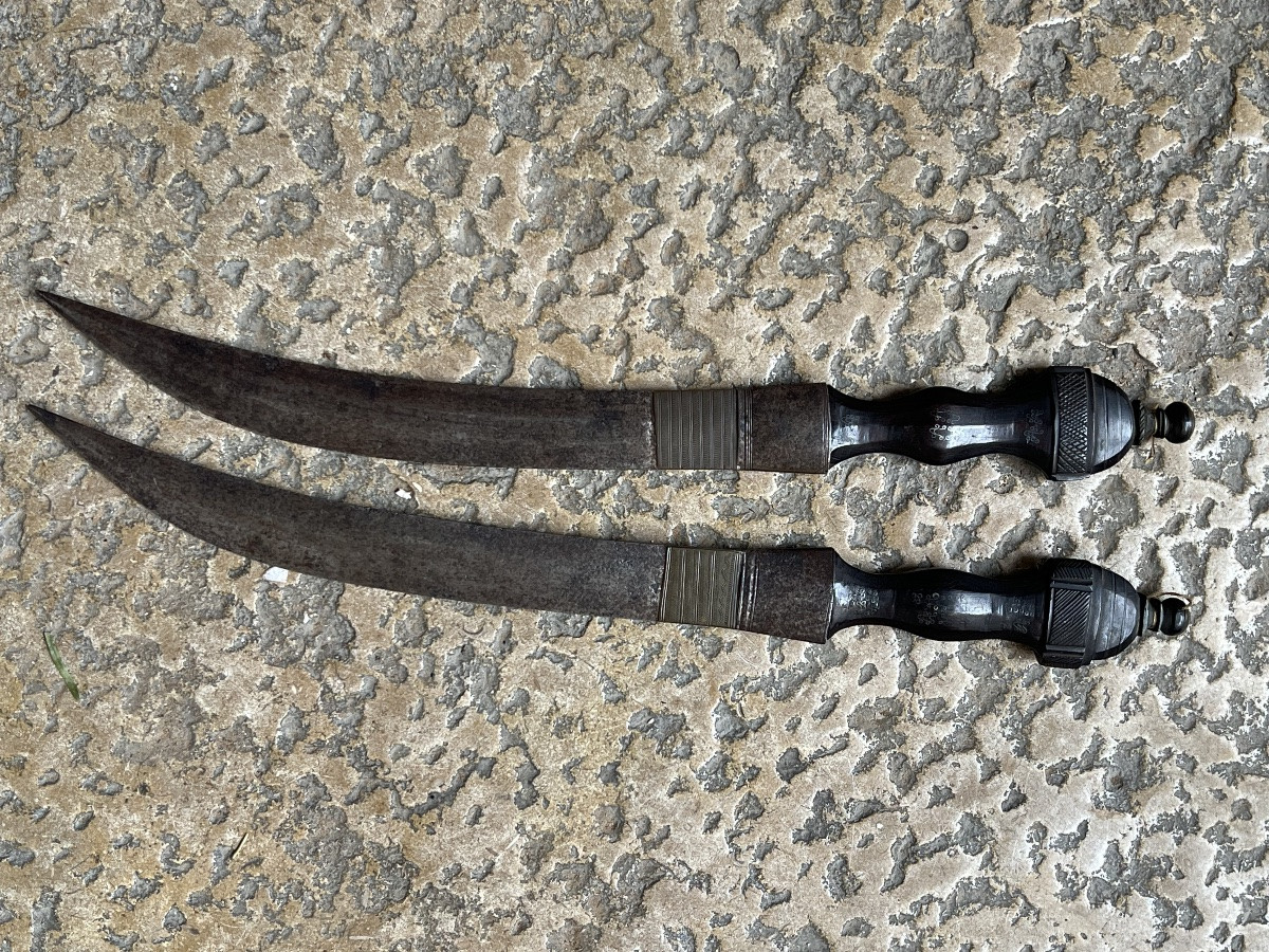 Couteaux indien Inde XVIII arme blanche filet argent orientaliste orient collection -photo-4