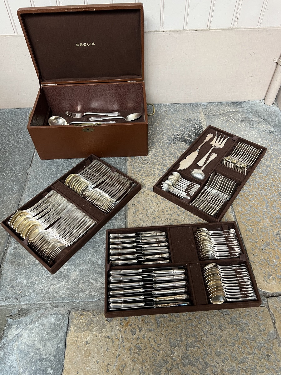 Ménagère métal argenté ercuis 144 pièces argenterie art de la table-photo-1