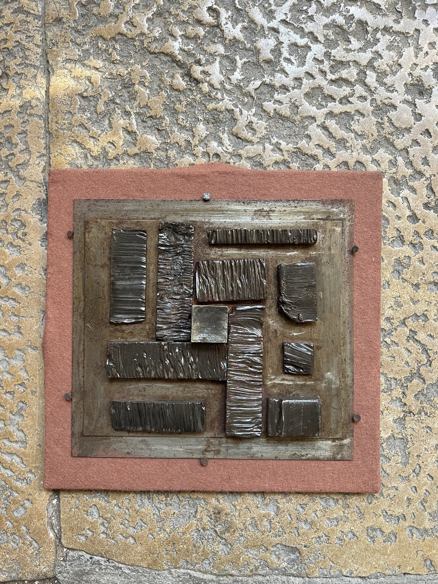 Raw Art Painting, Steel Design, Brutalist Sculpture, Composition 