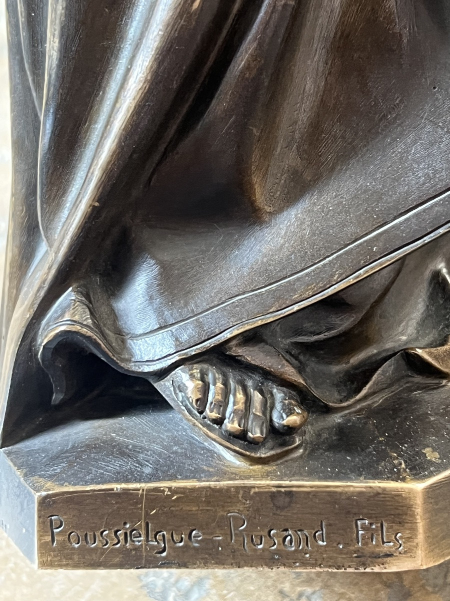 Bronze Virgin And Child Jean Marie Bonnassieux Poussielgue Rusand-photo-3