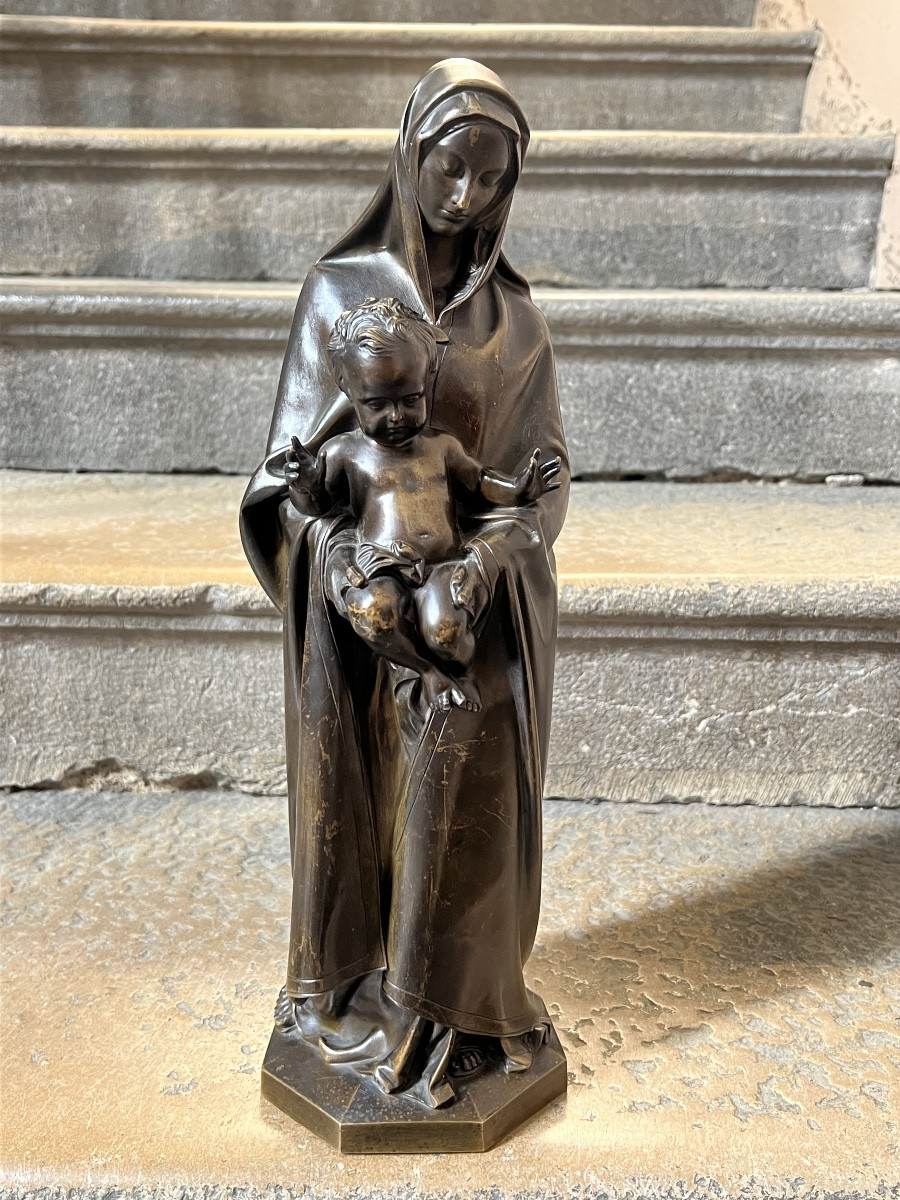 Bronze Virgin And Child Jean Marie Bonnassieux Poussielgue Rusand
