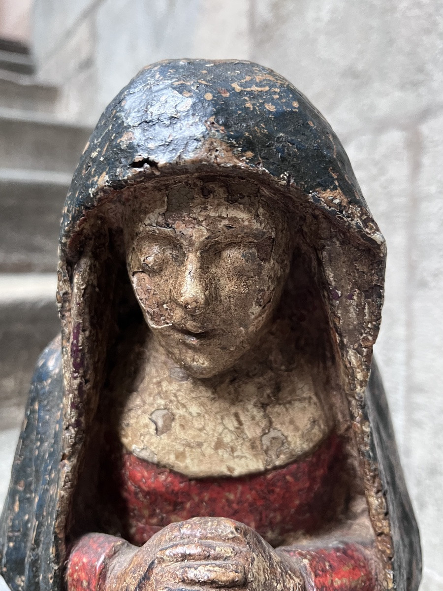 Piéta art religieux église Christ vierge marie sculpture bois polychrome -photo-2