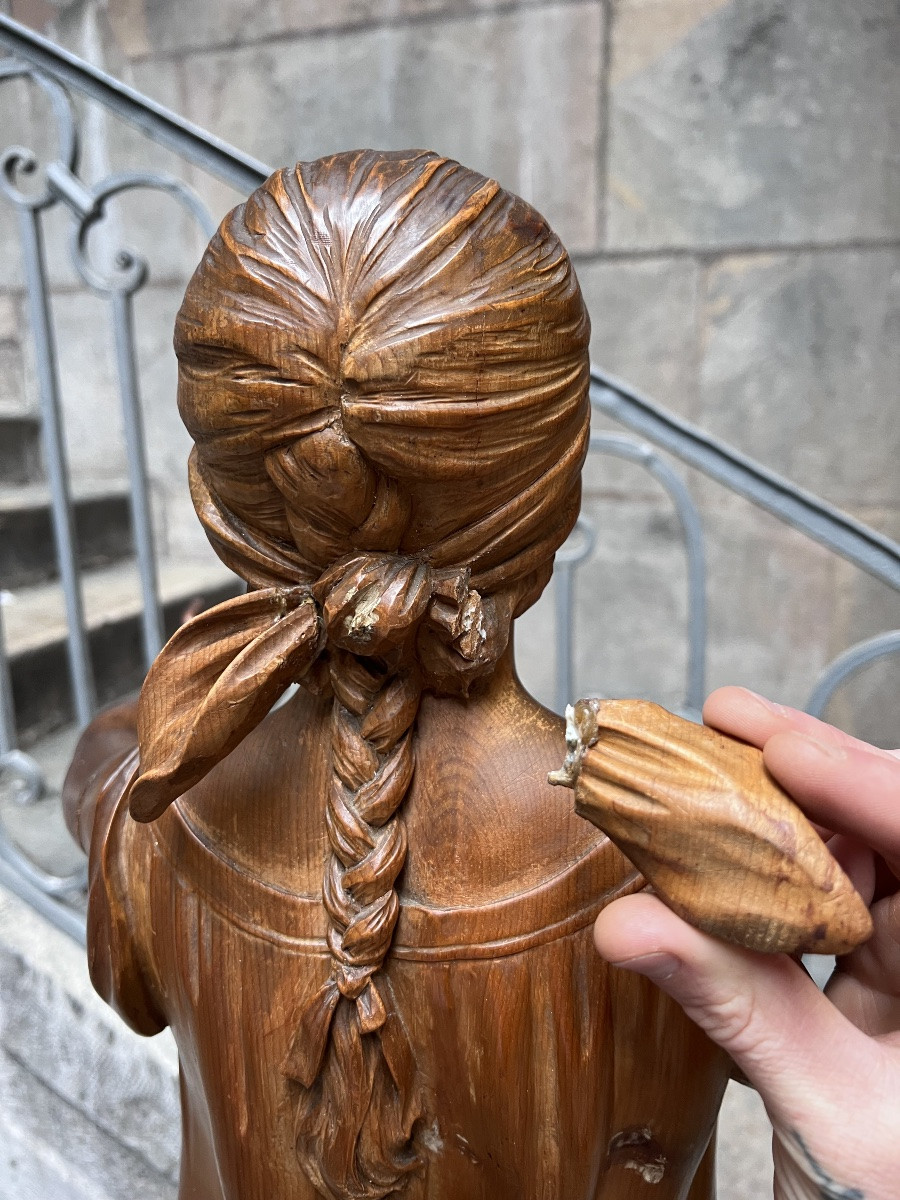 Sculpture bois Colin Maillard jeux jeune fille décorateur -photo-2