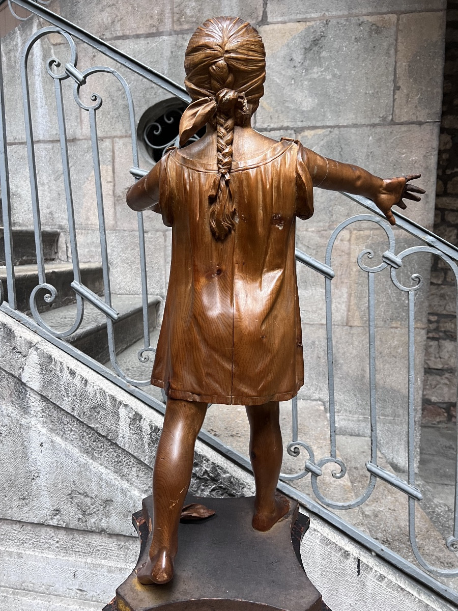 Sculpture bois Colin Maillard jeux jeune fille décorateur -photo-8