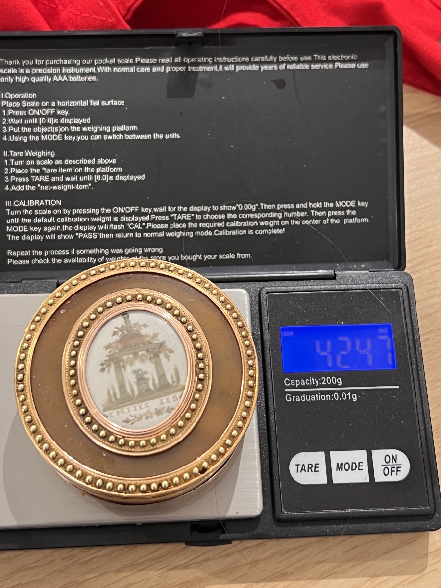 Gold And Horn Box 18th Century Pill Box Gold-photo-3