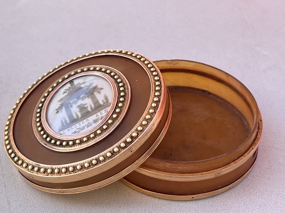 Gold And Horn Box 18th Century Pill Box Gold-photo-4
