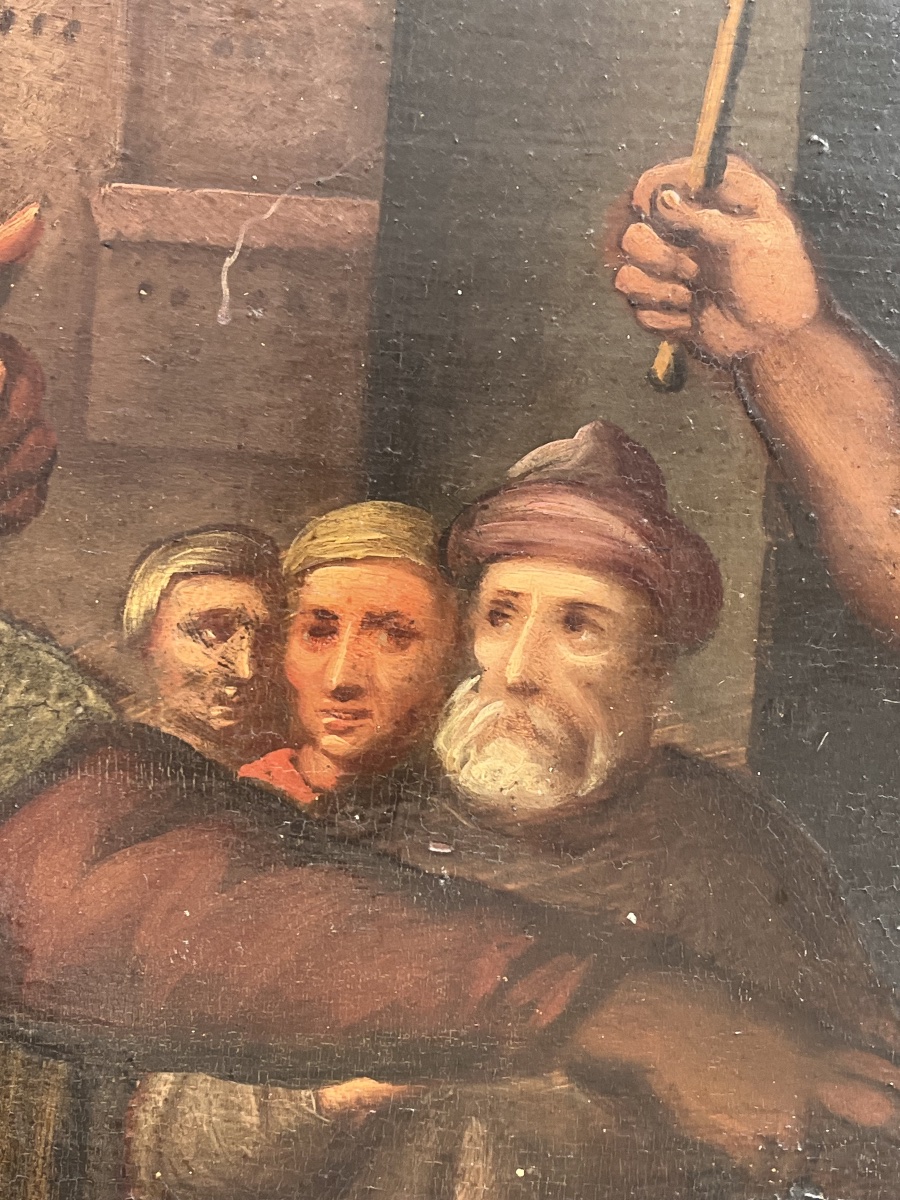 Tableau peinture religieuse flagellation du Christ religion XVII ème -photo-2