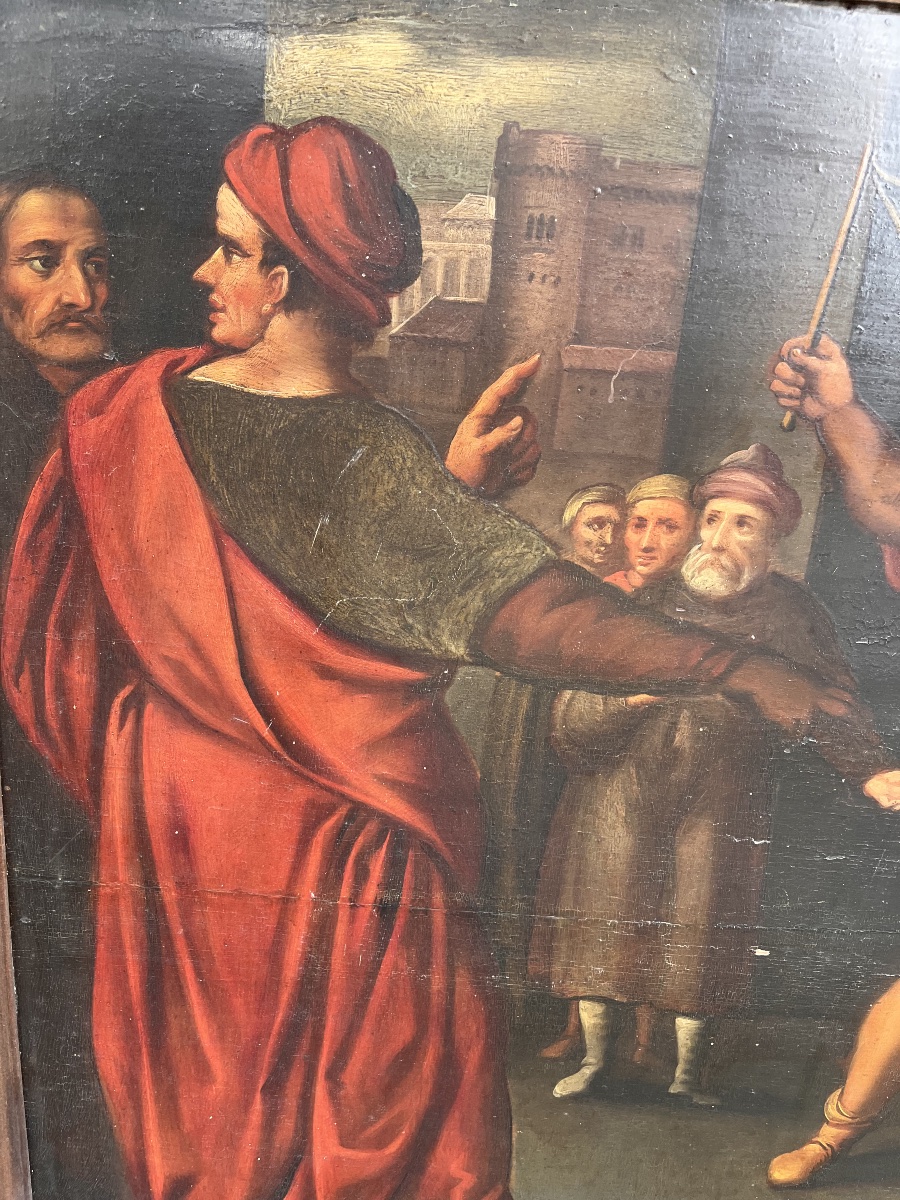 Tableau peinture religieuse flagellation du Christ religion XVII ème -photo-1