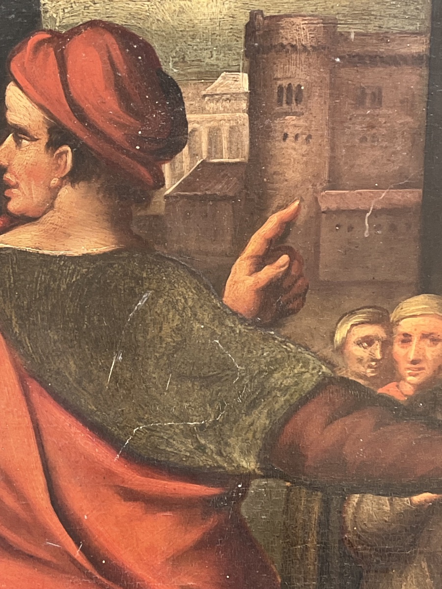 Tableau peinture religieuse flagellation du Christ religion XVII ème -photo-7