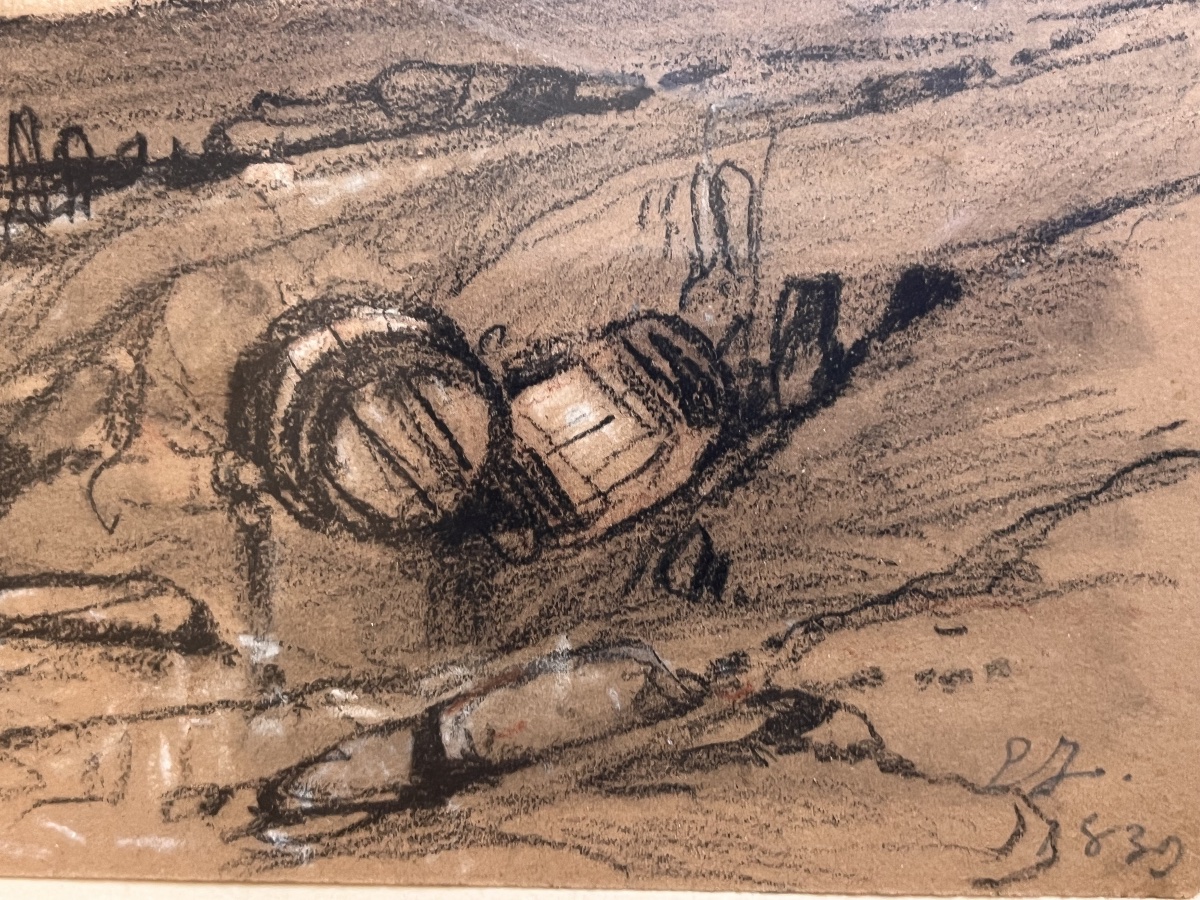 Eugène Isabey, Antique Drawing Of A Ship At Sea -photo-5