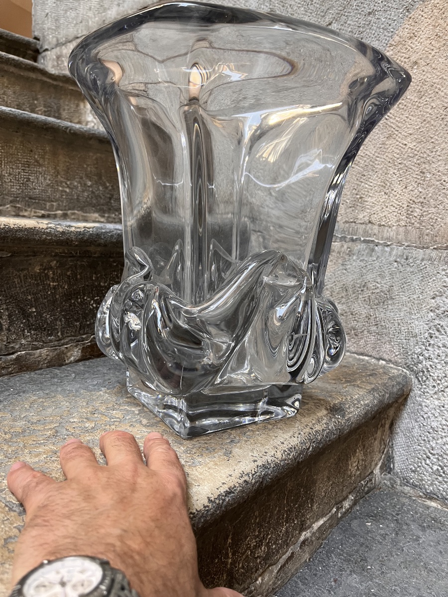 Daum France vase verrerie pressé moulé design 70-photo-4