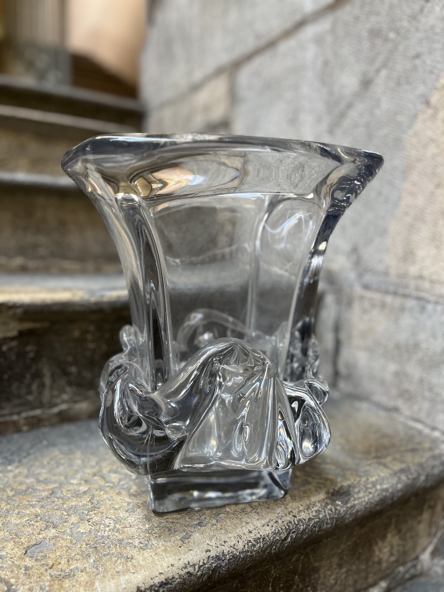 Daum France vase verrerie pressé moulé design 70