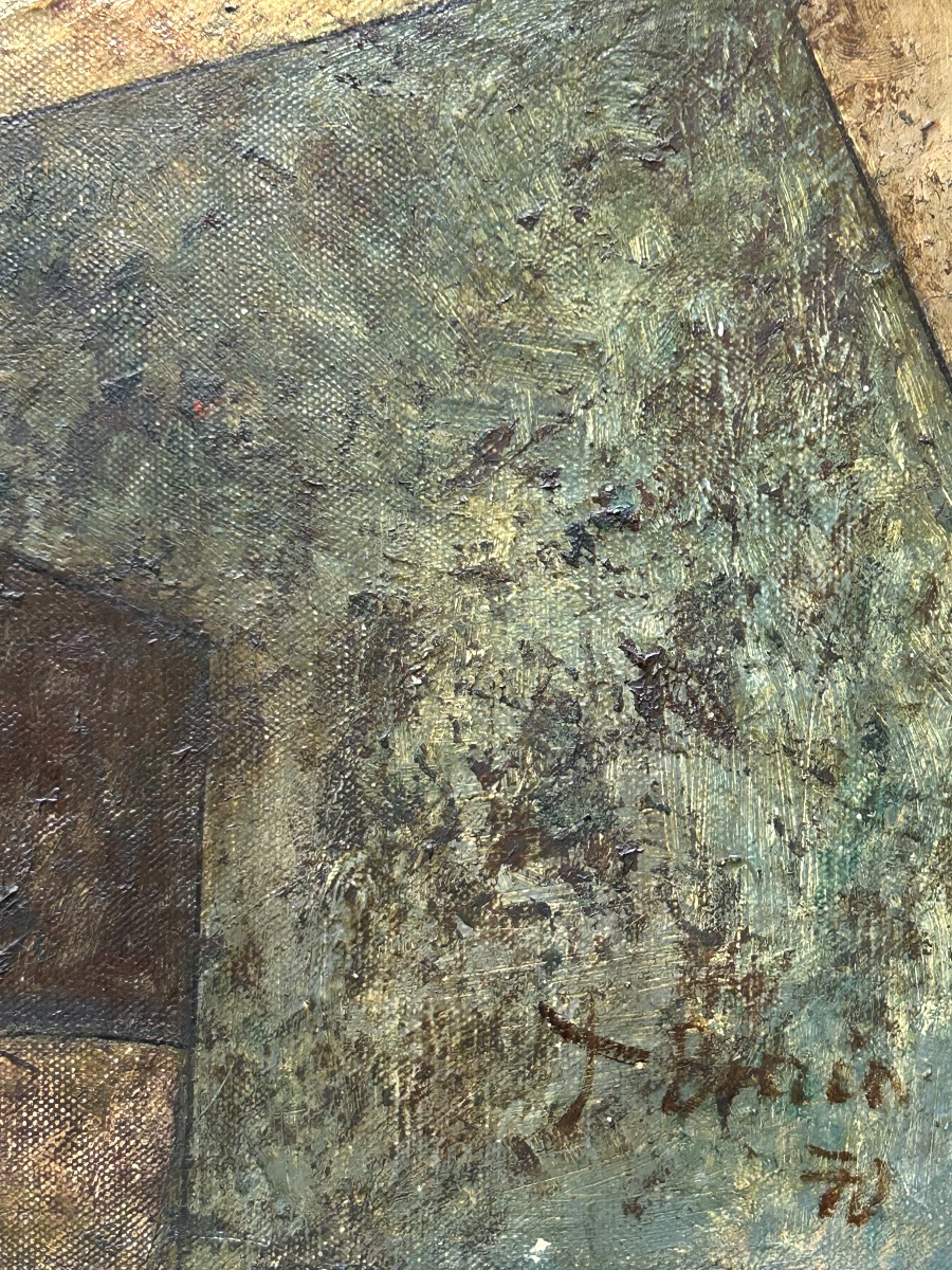 Tableau abstrait design années 1970 peinture -photo-2
