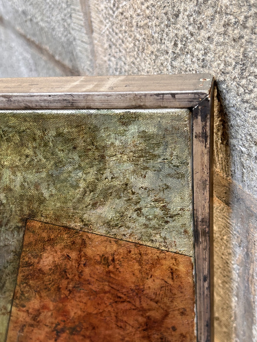 Tableau abstrait design années 1970 peinture -photo-2