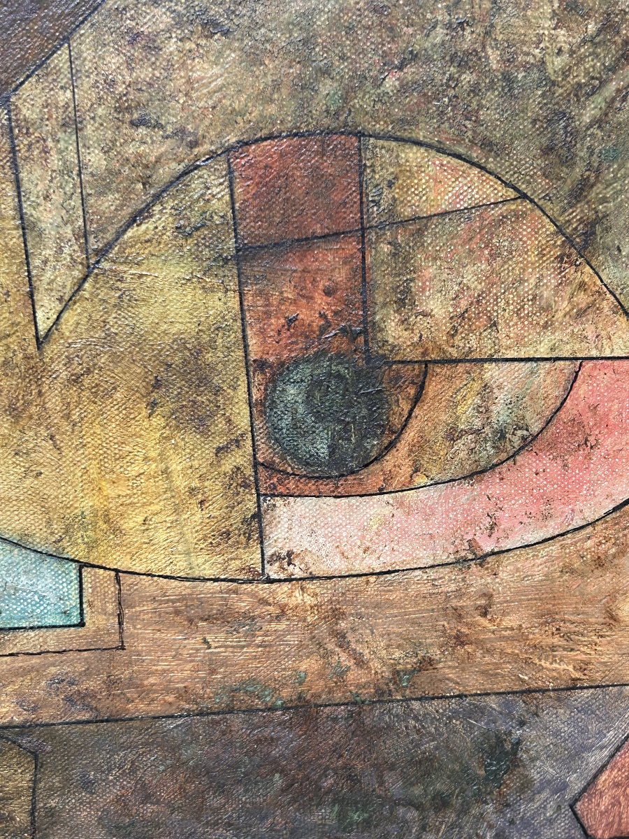 Tableau abstrait design années 1970 peinture -photo-6