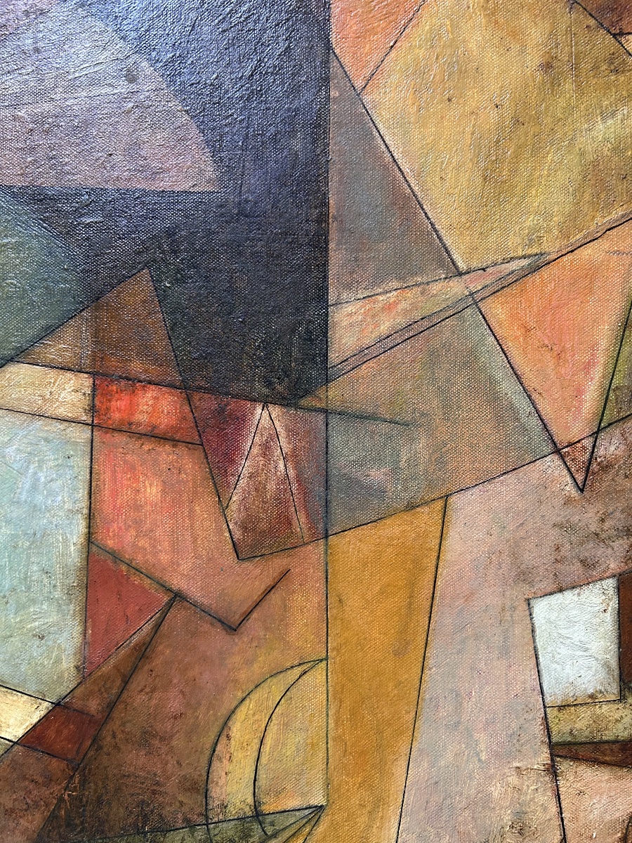 Tableau abstrait design années 1970 peinture -photo-7