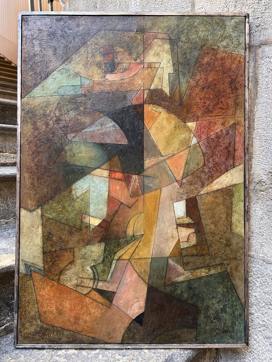 Tableau abstrait design années 1970 peinture 