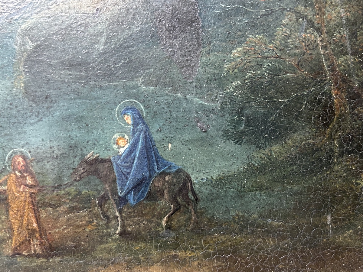 18th-century Painting On Slate Depicting The Flight Into Egypt-photo-4