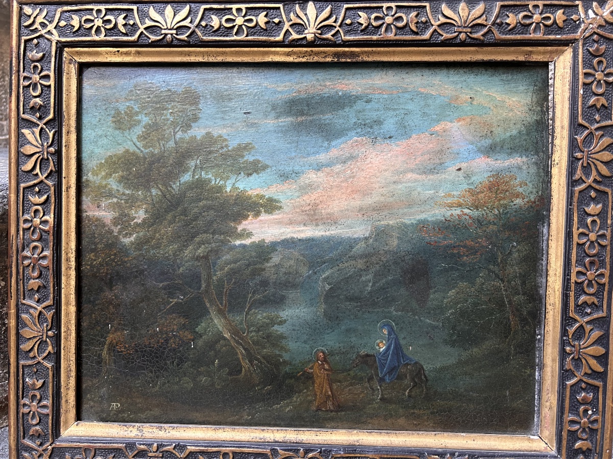 18th-century Painting On Slate Depicting The Flight Into Egypt-photo-4