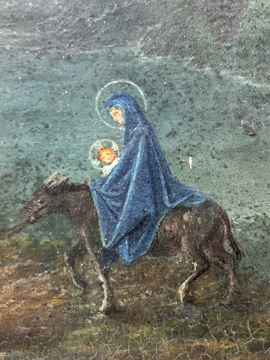 18th-century Painting On Slate Depicting The Flight Into Egypt-photo-5