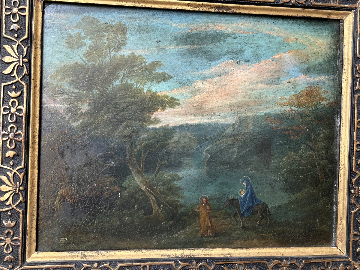 18th-century Painting On Slate Depicting The Flight Into Egypt-photo-6