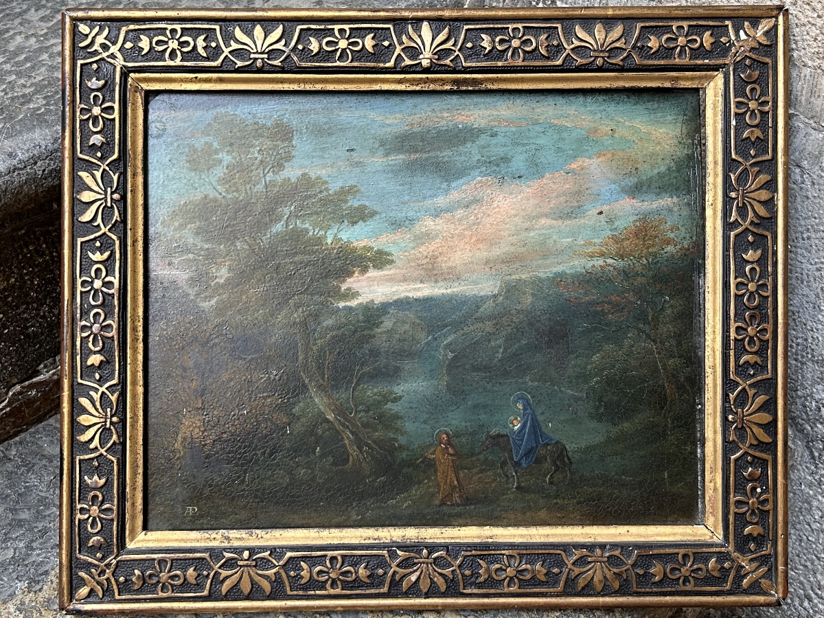18th-century Painting On Slate Depicting The Flight Into Egypt-photo-7