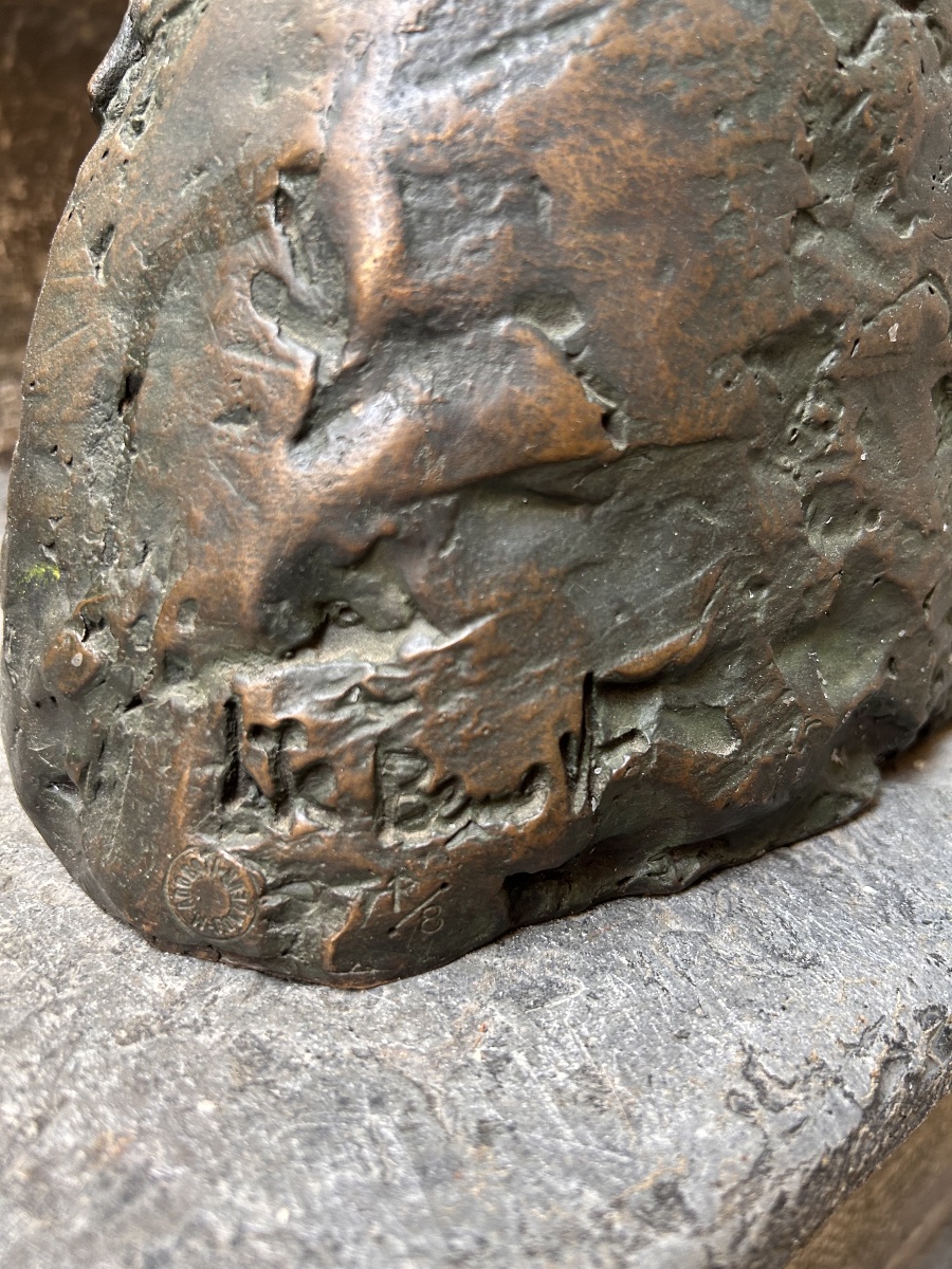 Sculpture bronze buste design années 1970 -photo-1