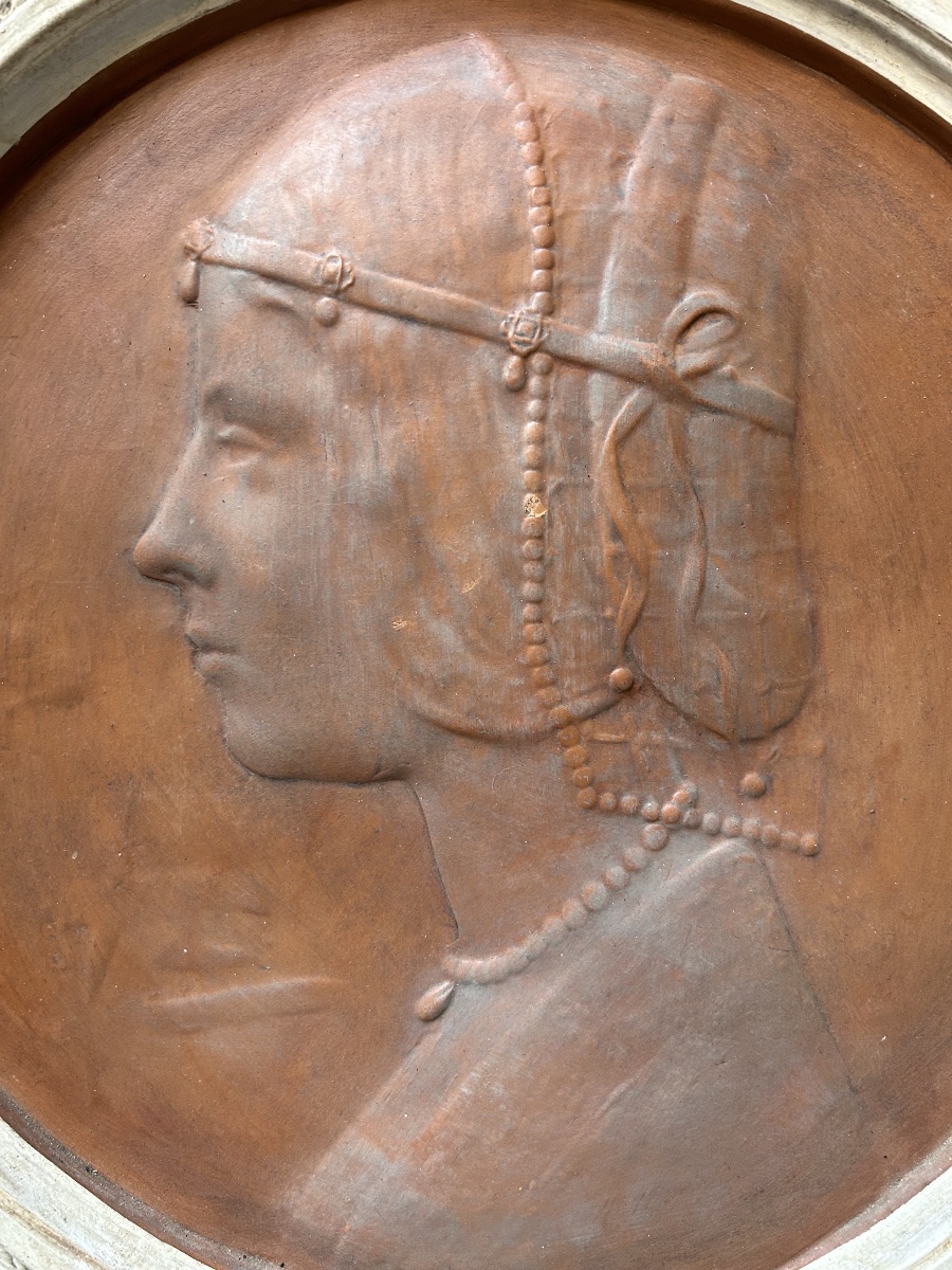 Italian Terracotta Portrait Medallion, Terracotta Painting -photo-2