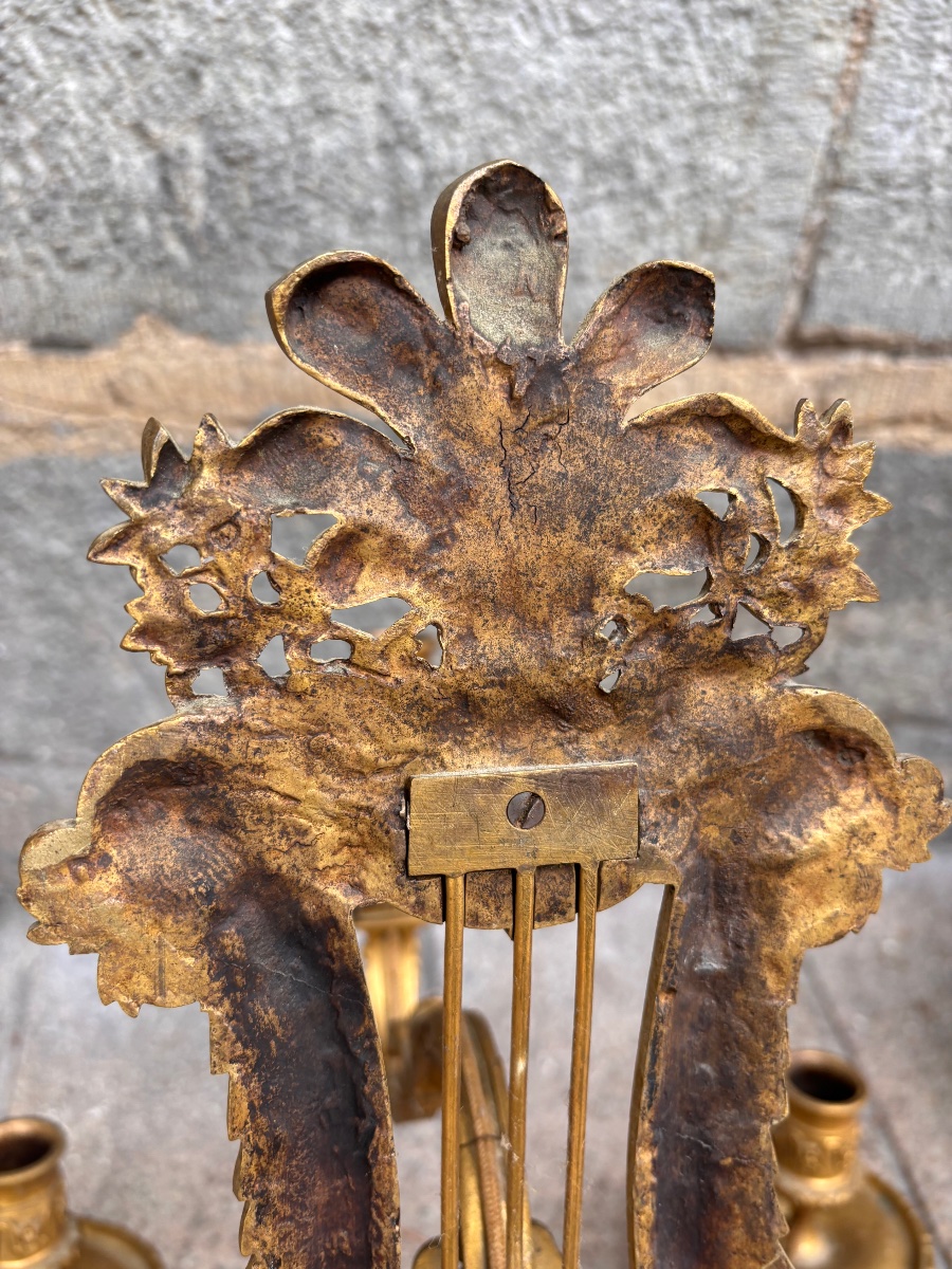 Pair Of 19th-century Louis XIV-style Bronze Wall Sconces  -photo-3