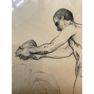Maximilien Luce Drawing Study Preparatory Male Nude