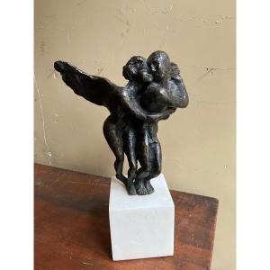 Bronze Cire Perdue Couplé Art Du XXeme Sculpture Design 