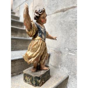 Baroque Polychrome Wooden Religious Statue, Religious Sculpture 