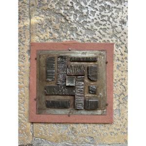 Tableau art brut acier design sculpture brutaliste composition 