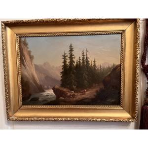 Swiss Landscape Painting Alexandre Calame Diday François Mountain