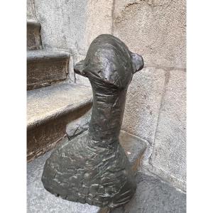 Sculpture bronze buste design années 1970