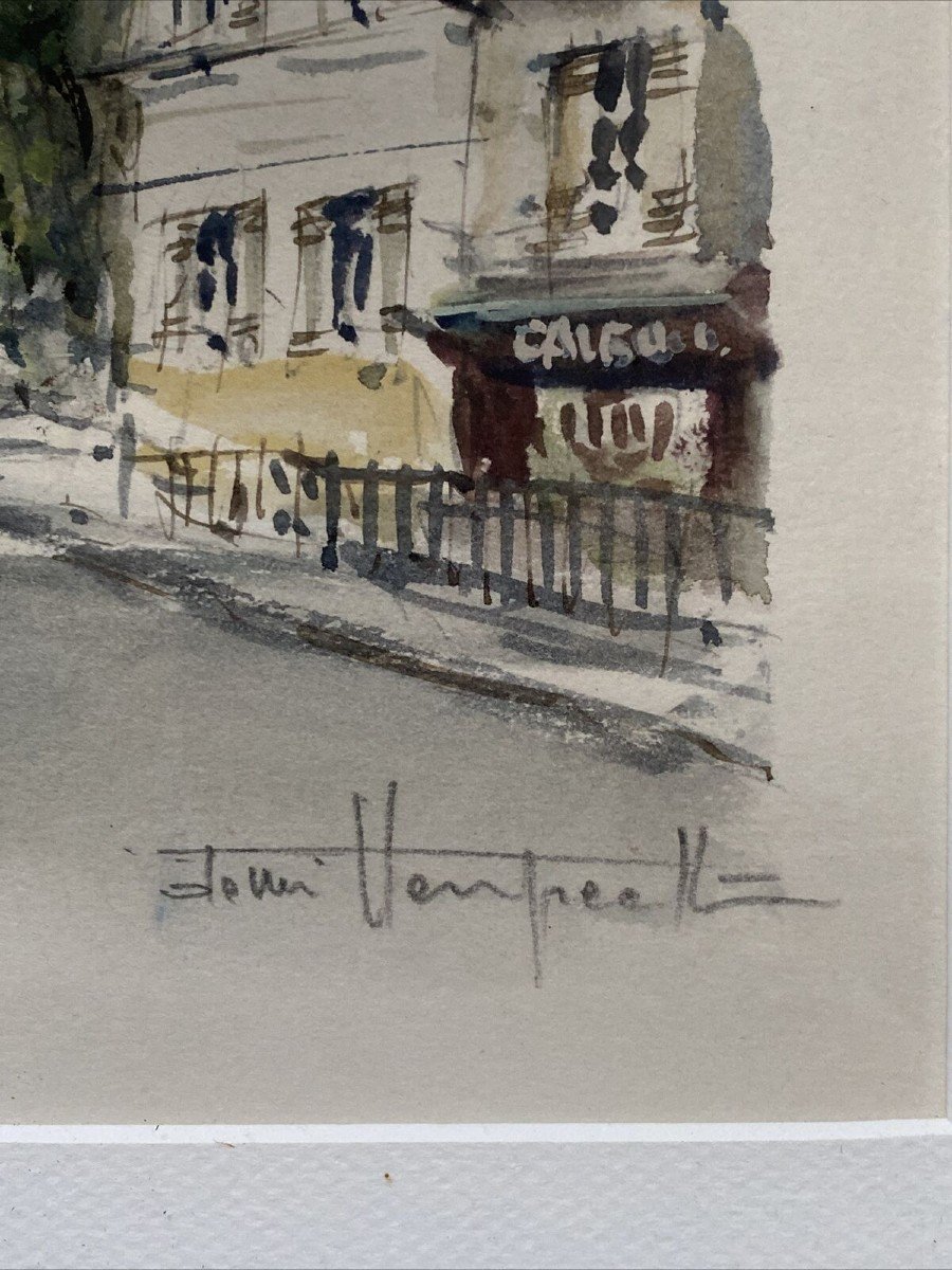 Denis Verspecht 1919-1996 - Paris Montmartre Moulin De La Galette Aquarelle Signée-photo-4